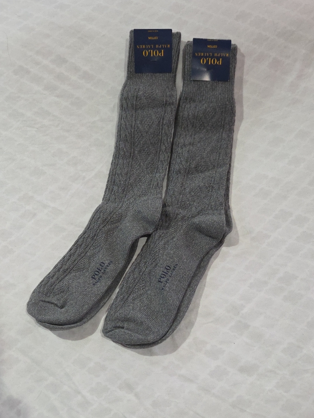 Polo by Ralph Lauren Gray Ribbed Crew Socks - Pair